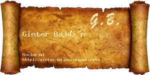 Ginter Baján névjegykártya